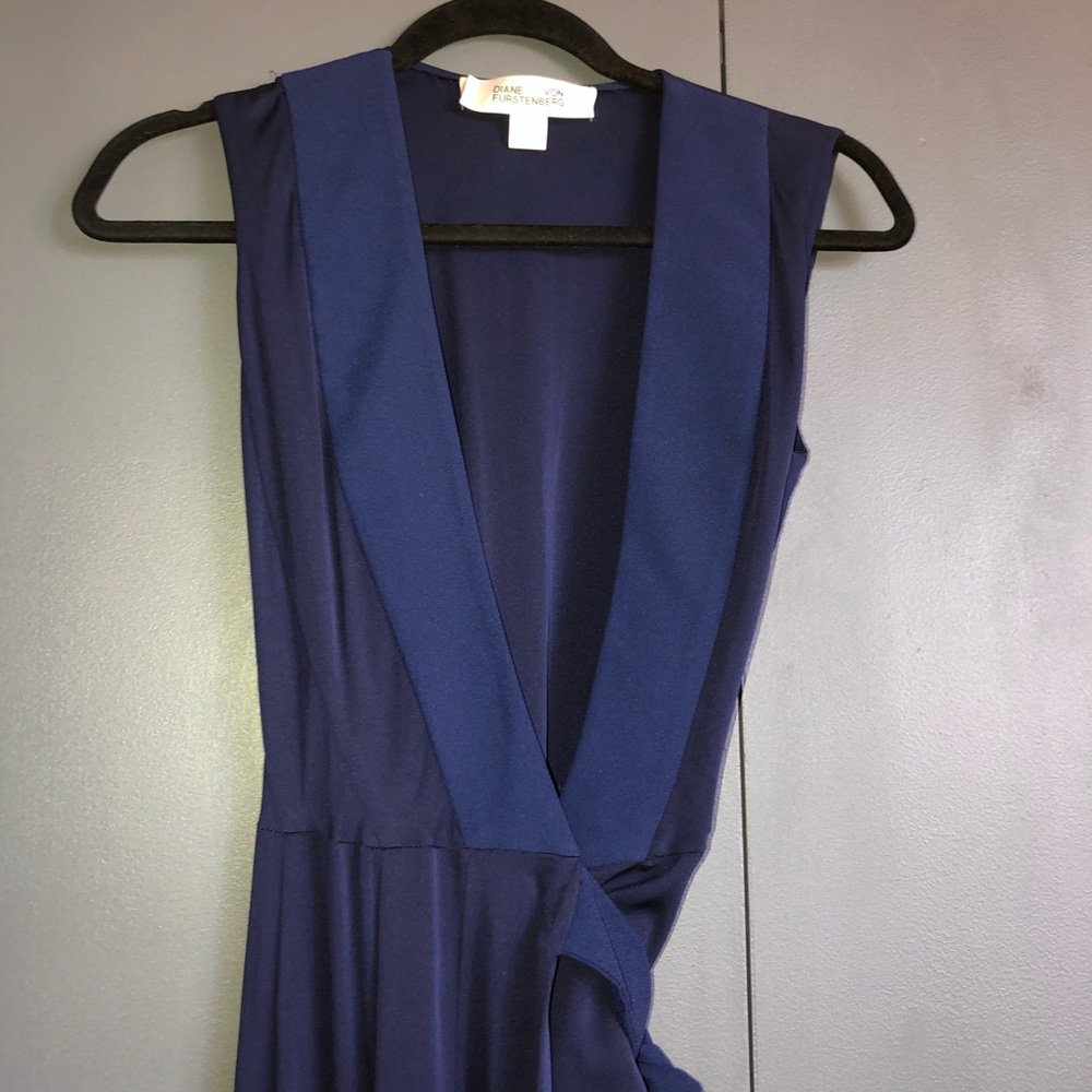 Diane von Furstenberg Navy Wrap Dress - Size 0